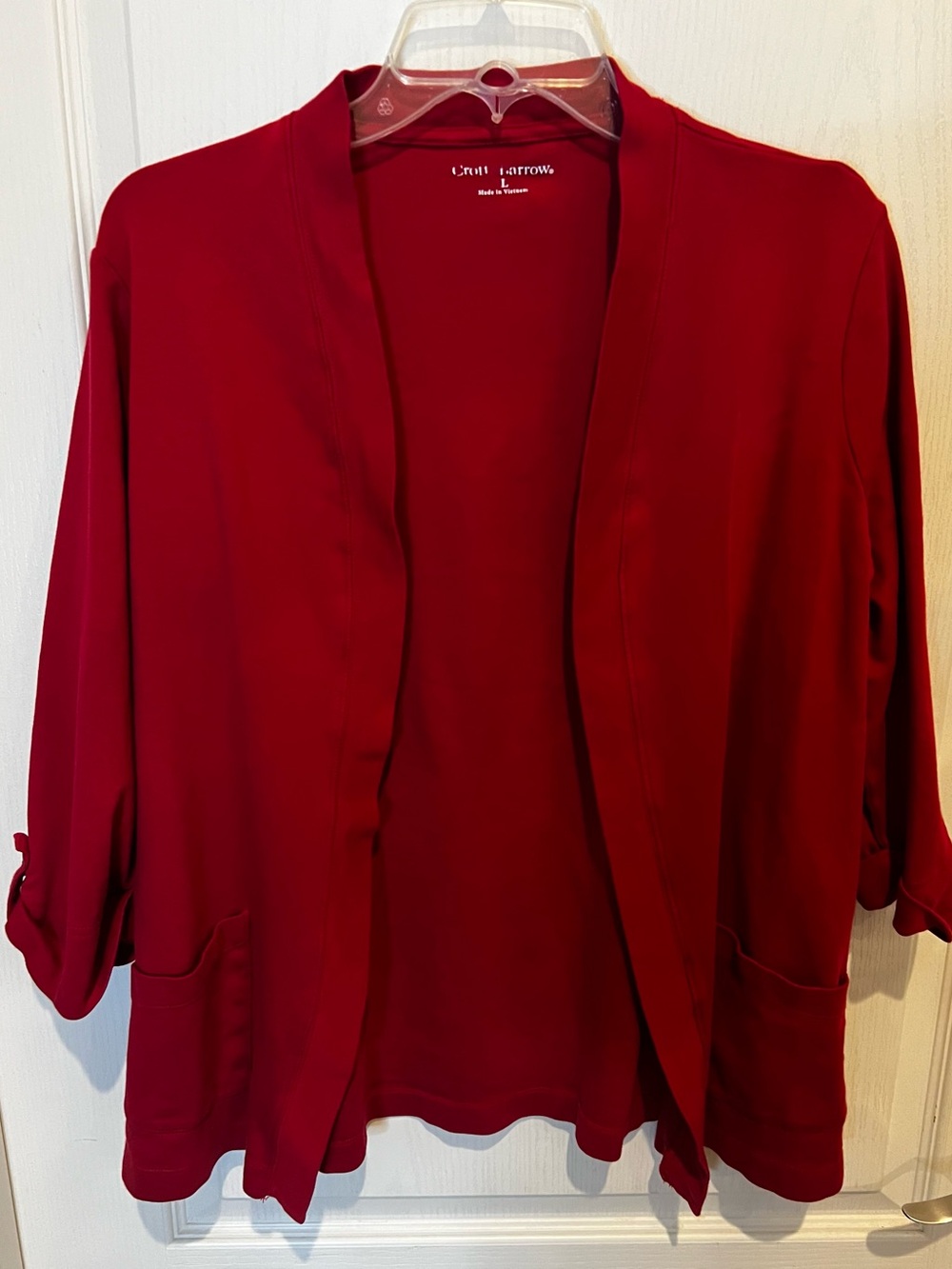croft & barrow Open-Front Red Blazer-Style Cardigan